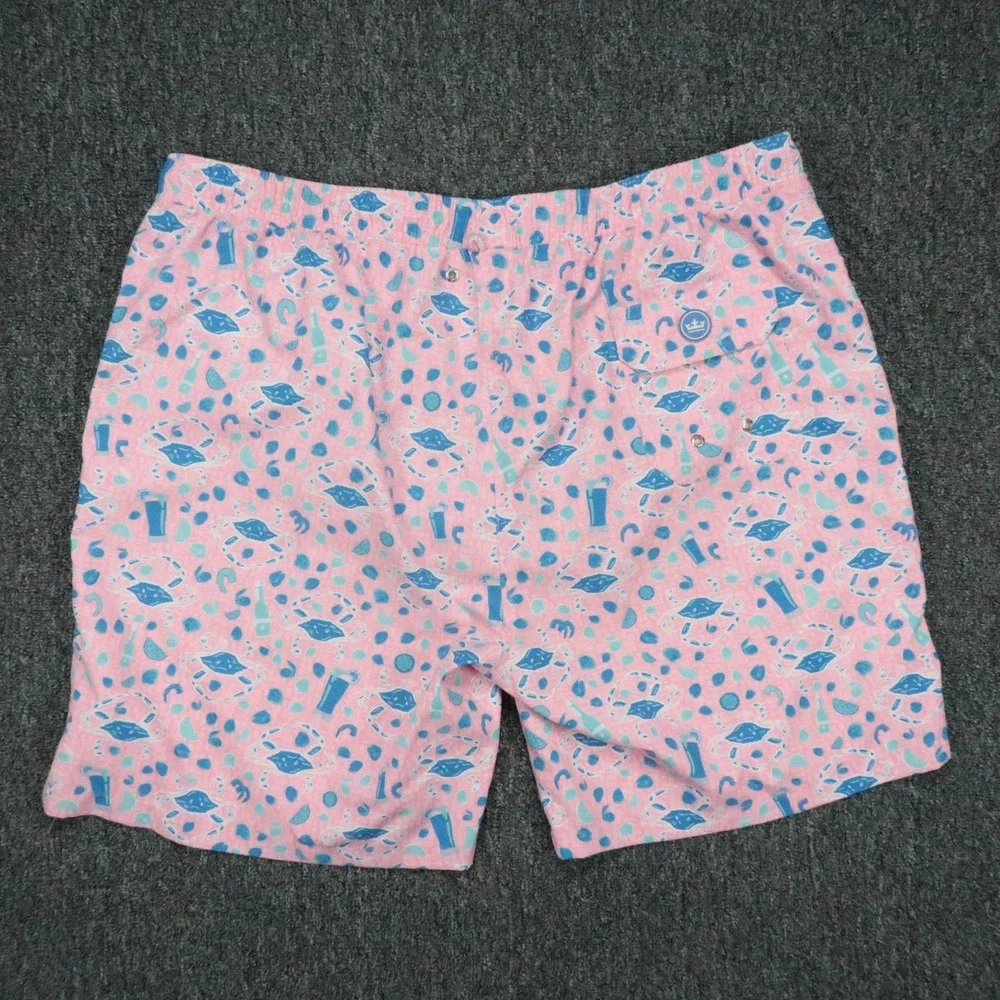Peter Millar Shorts Mens XL Pink Blue Print Seaside Collection Shorts Lined Crab